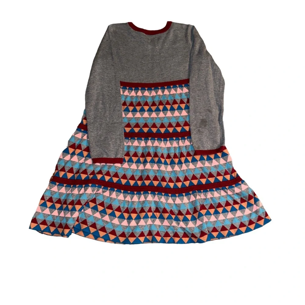 Hanna Andersson Long Sleeve Sweater Dress Red Gray Geometric Size 130/8